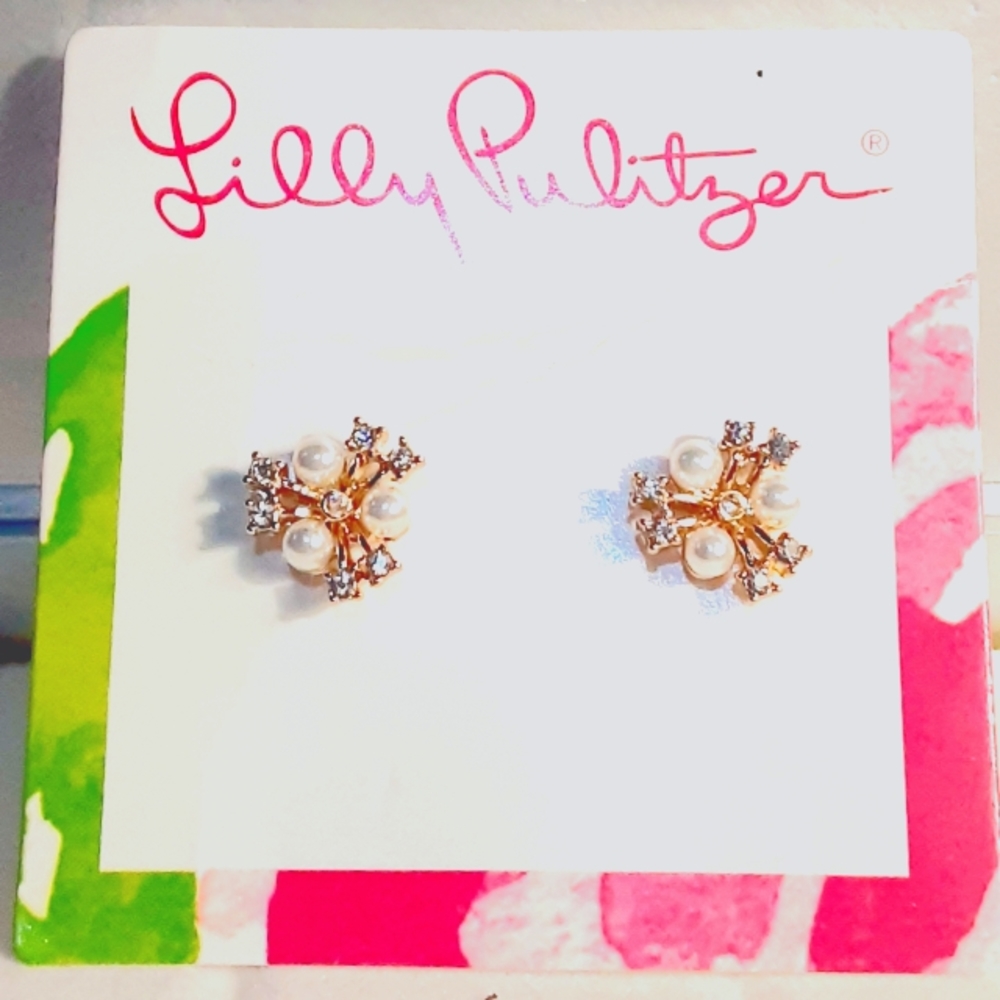 Lilly Pulitzer Gold , Pearl & cubic zirconia Earrings